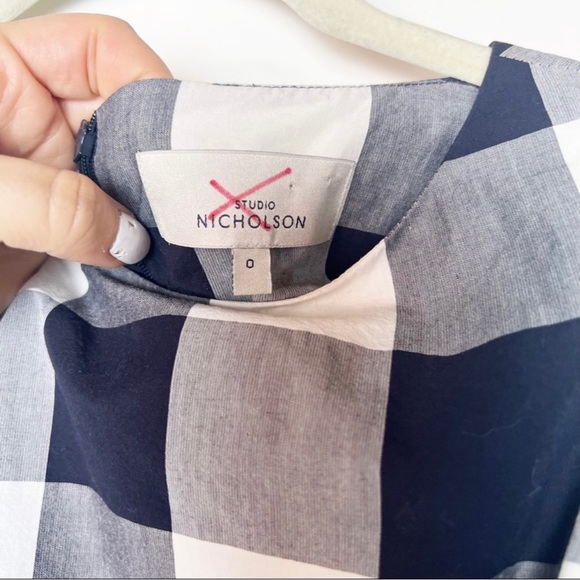 Studio Nicholson gingham front tie blouse - Picture 3 of 5